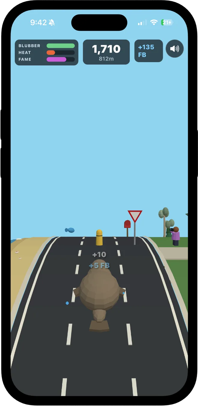 Destroy signs, bollards, letterboxes & more — Neil the Seal Rampage screenshot