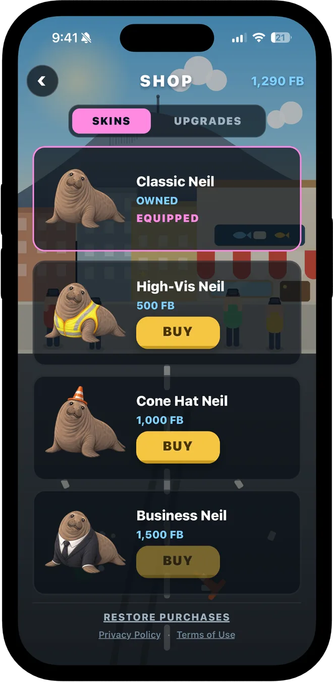 Give Neil a glow up — Neil the Seal Rampage screenshot